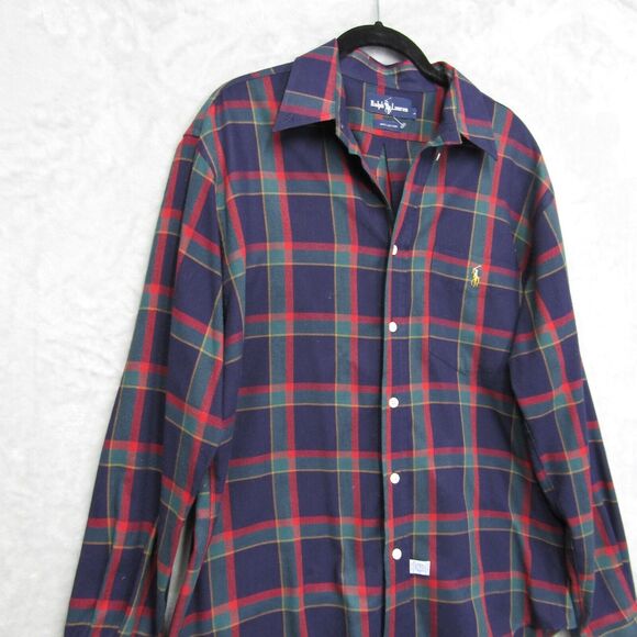 Polo Ralph Lauren Shirt Mens Large Tartan Plaid Window Pane Classic Button Down - Picture 2 of 10